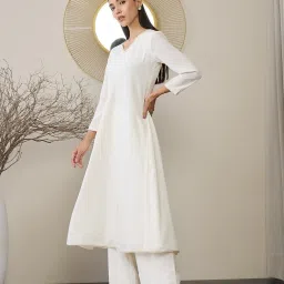 Adornia White Solid Kurta Bottom Set image 3