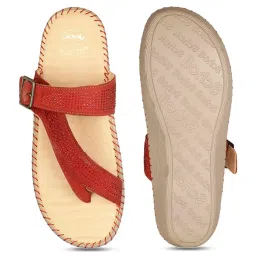 Scholl by Bata Women's LILY TR Red Toe Ring Wedges image 3