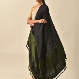 Jaypore Black Wool Bhujodi Shawl-picture-22