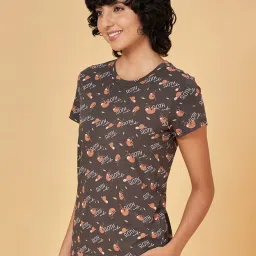 Dreamz by Pantaloons Brown Cotton Printed T-Shirt image 3