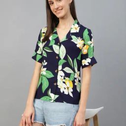 Hancock Navy & Green Floral Print Shirt-picture-38