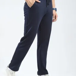 Rock.It Navy Blue Cotton Blend Regular Fit Solid Trackpants image 3