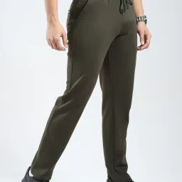 Rock.It Olive Cotton Blend Regular Fit Solid Trackpants image 3