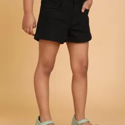 tales & stories Tales And Stories Girls Black Washed Shorts image 3
