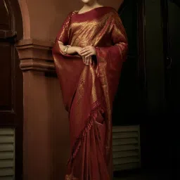 Vardha Maroon Woven Saree With Unstitched Blouse image 3