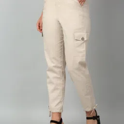 Cantabil Beige Cotton Regular Fit Mid Rise Cargo Pants image 3
