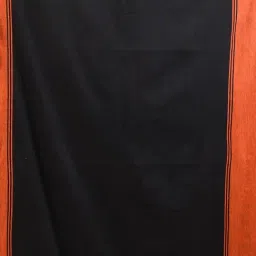 CHARUKRITI Orange Cotton Stripes Saree With Unstitched Blouse image 5