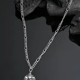 The Bro Code Silver Round Skull Pendant Neckalce chains For Men image 3