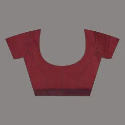 CHARUKRITI Dark Red Cotton Solid Saree With Unstitched Blouse image 4