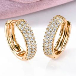Peora Rose Gold Plated Cubic Zirconia Studded Fancy Huggie Earrings-picture-34