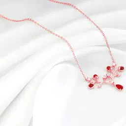 GIVA 925 Silver Rose Gold Love Garden Necklace for Women & Girls-image-45