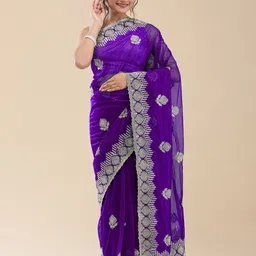 Vervee Couture Embellished Beads and Stones Pure Georgette Saree-image-24