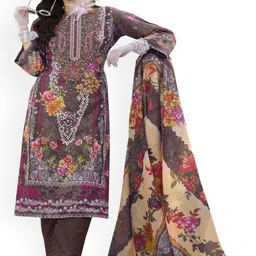 DRAVINAM Trends Embroidered Pure Cotton Unstitched Dress Material image 1