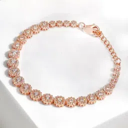 Zavya Shimmering Charm Rose Gold Plated 925 Sterling Silver Bracelet-image-50