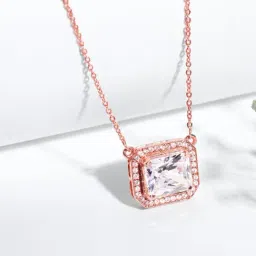 GIVA 925 Silver Rose Gold Studded Baguette Necklace for Women & Girls-image-76