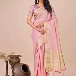 LeeliPeeri Designer Woven Design Zari Organza Saree With Unstitched Blouse Piece-image-89
