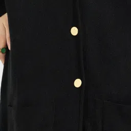 Styli Black Solid Longline Cardigan image 4
