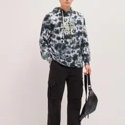 The Bear House Black Cotton Tie-Dye Regular Fit Hoodie image 4