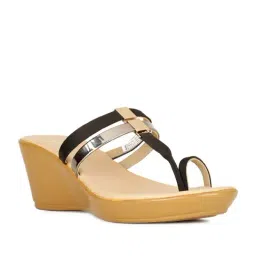 Bata Women's Black Toe Ring Wedges-picture-20