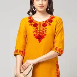 Aura Glam Floral Embroidered Thread Work Thread Work Kurti image 3