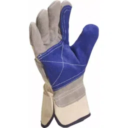 Delta Plus Blue Grey Cotton Leather Mechanical Protection Work Gloves Size 10, DS202RP10 (Pack of 12 Pair)-picture-18