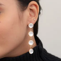 Zeraki Jewels Kruti Rose Gold-Plated Contemporary Shaped Drop Earrings image 5