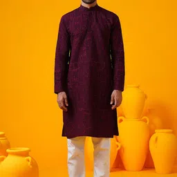 SOJANYA Floral Thread Work Band Collar Straight Kurta-picture-29