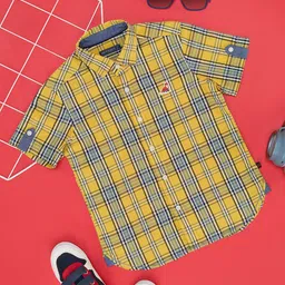 Pantaloons Junior Half Sleeves Checked Shirt - Yellow-picture-28