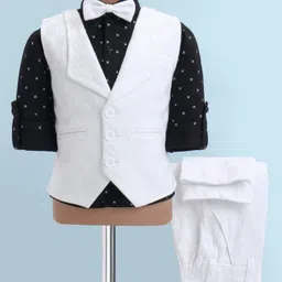 Robo Fry Knit Full Sleeves Printed 3 Piece Checkered Pattern Party Suit - Off White-picture-21