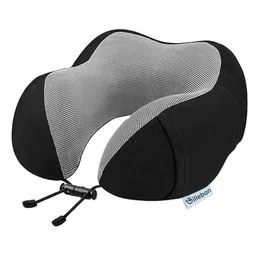 Billebon Premium Neck Pillow Black Memory Foam Filled Travel Pillow Multi Contour Shape-picture-18