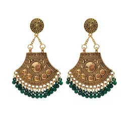 Weariton Women Green Oxidised Chandbalis Earrings-image-5