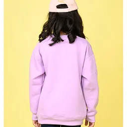 NUSYL Fleece Full Sleeves Girl Power Text Printed Round Neck Oversized Sweatshirt - Lilac image 3
