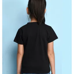 NUSYL Cotton Blend Half Sleeves Princess Text Printed Tee - Black image 3