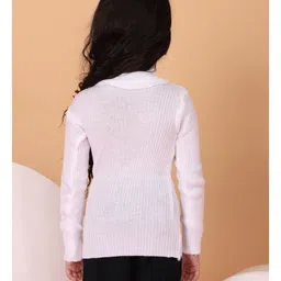 Superminis Woollen Knit Full Sleeves Ribbed Skivi Sweater - Off White image 3