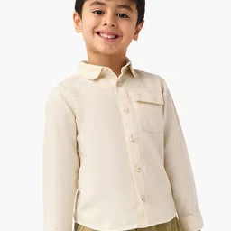 Juniors by Babyshop Boys Solid Spread Collar Cotton Casual Shirt-image-7