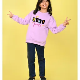 NUSYL Fleece Full Sleeves Girl Power Text Printed Round Neck Oversized Sweatshirt - Lilac image 4