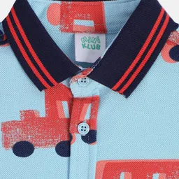 MINI KLUB Cotton Half Sleeves Vehicles Printed Shirt - Blue image 4