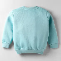 Teddy Fleece Knit Full Sleeves Floral Printed Winter Night Suit - Light Blue image 3