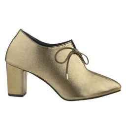 Shoetopia Solid Block Lace Up Pumps - Brown image 4