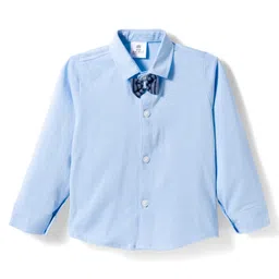 Mini Taurus Sinker Knit Full Sleeves Striped 3 Piece Party Suit With Attached Bow - Blue image 3