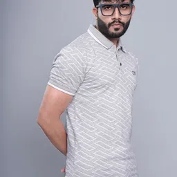 INKMAN Men Printed Polo Collar Bio Finish T-shirt image 4