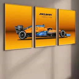 Kotart Yellow & Charcoal 3 Pieces Wooden Sports Car Wall Paintings-picture-22