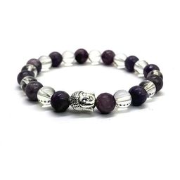 VIBESLE Unisex Crystals Beads With Budha Charm Elasticated Bracelet-picture-42