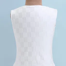 Robo Fry Knit Full Sleeves Printed 3 Piece Checkered Pattern Party Suit - Off White image 5