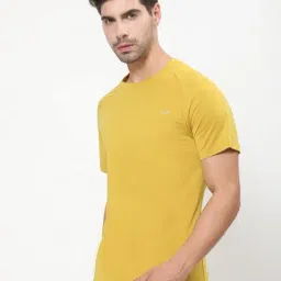 Dida Yellow Polyster Regular Fit Solid T-Shirt image 3
