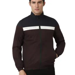 Van Heusen Brown Cotton Slim Fit Colour Block Jacket-picture-20