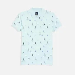 Allen Solly Kids Blue Printed Regular Fit Polo T-Shirt-picture-35