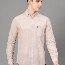 Red Tape Beige Regular Fit Stripes Shirt image 3