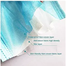 SRMD Non-Woven 3 Ply Face Mask Elastic Ear Loop Blue For Men and Women KR13 (Pack of 25 Piece) image 3