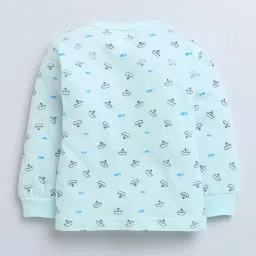 Bumzee Kids Aqua Blue Cotton Printed Full Sleeves Jabla Set image 3